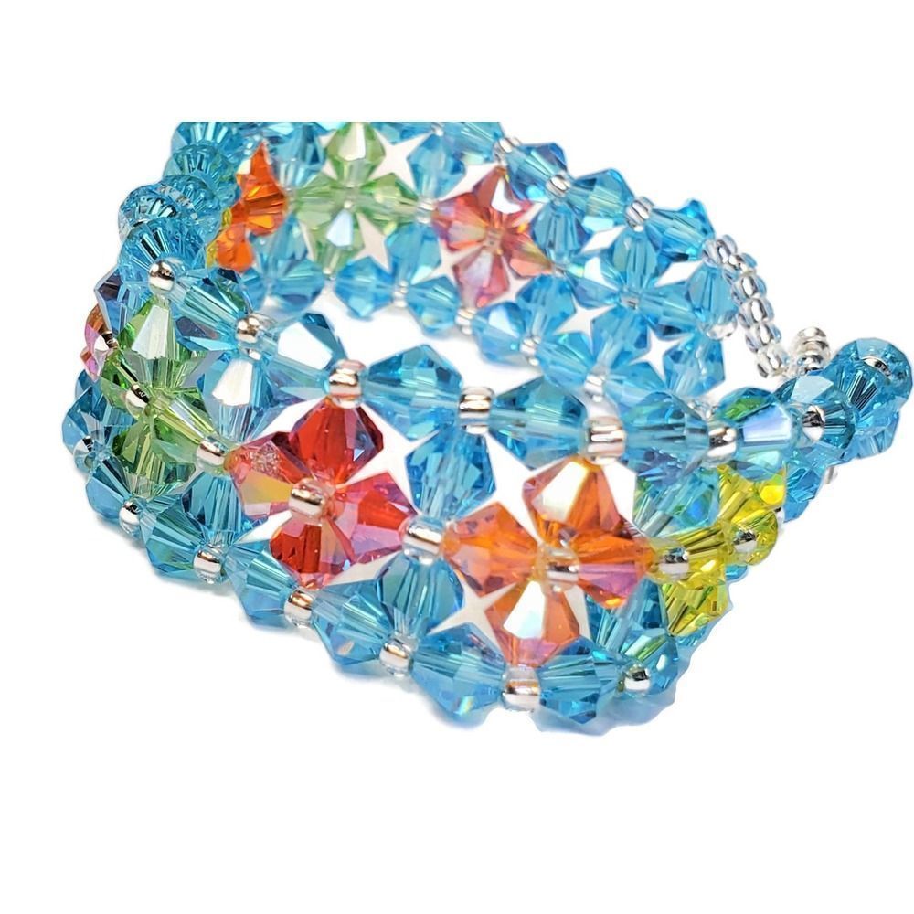 Preciosa Crystal Bicone Bracelet Blue Multi Color View 3